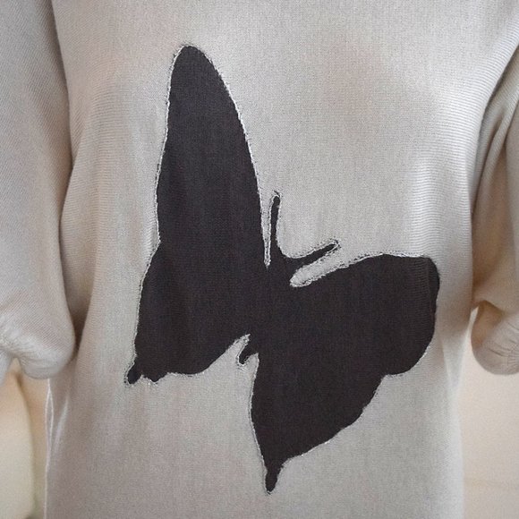 Soft Knit Juliet Sleeve Dress with Embroidered Butterfly Size XS - Picture 5 of 11